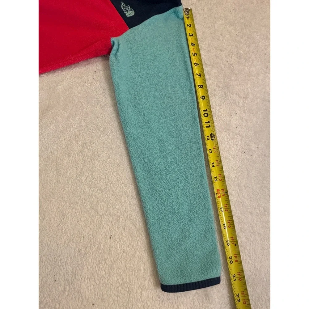 The North Face Girls‎ XL TKA Glacier Fleece Pullover Colorblock Red Blue Aqua